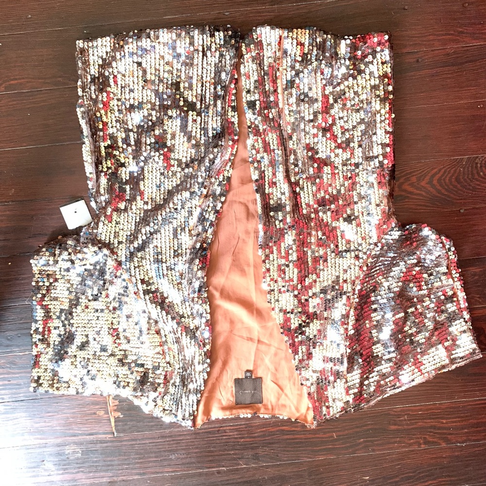 Shiny sequence material casual top cover